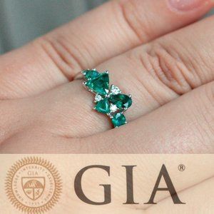 1.36ctw Natural Alexandrite Diamond 18k White Gold Cluster Alexandrite Ring